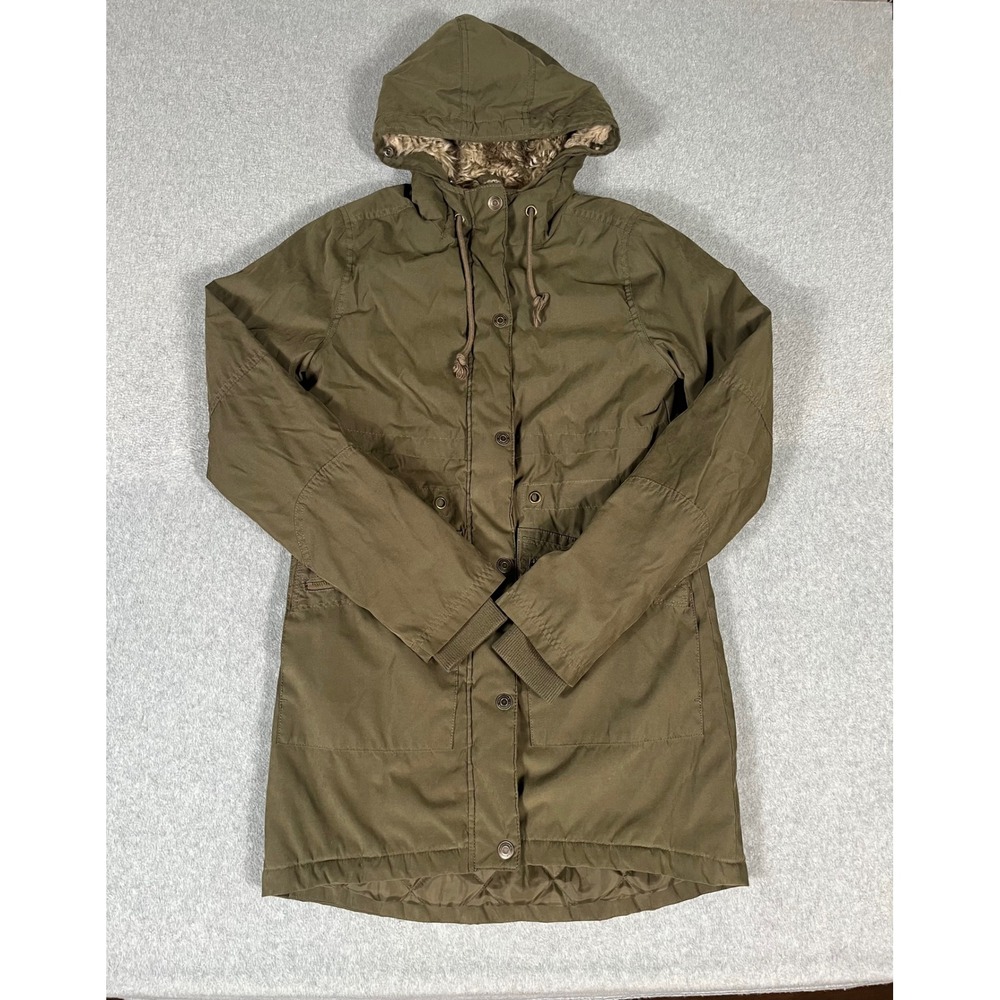 Aeropostale Womens Olive Green Faux Fur Lined Hooded Parka Jacket Small LXGYCH5